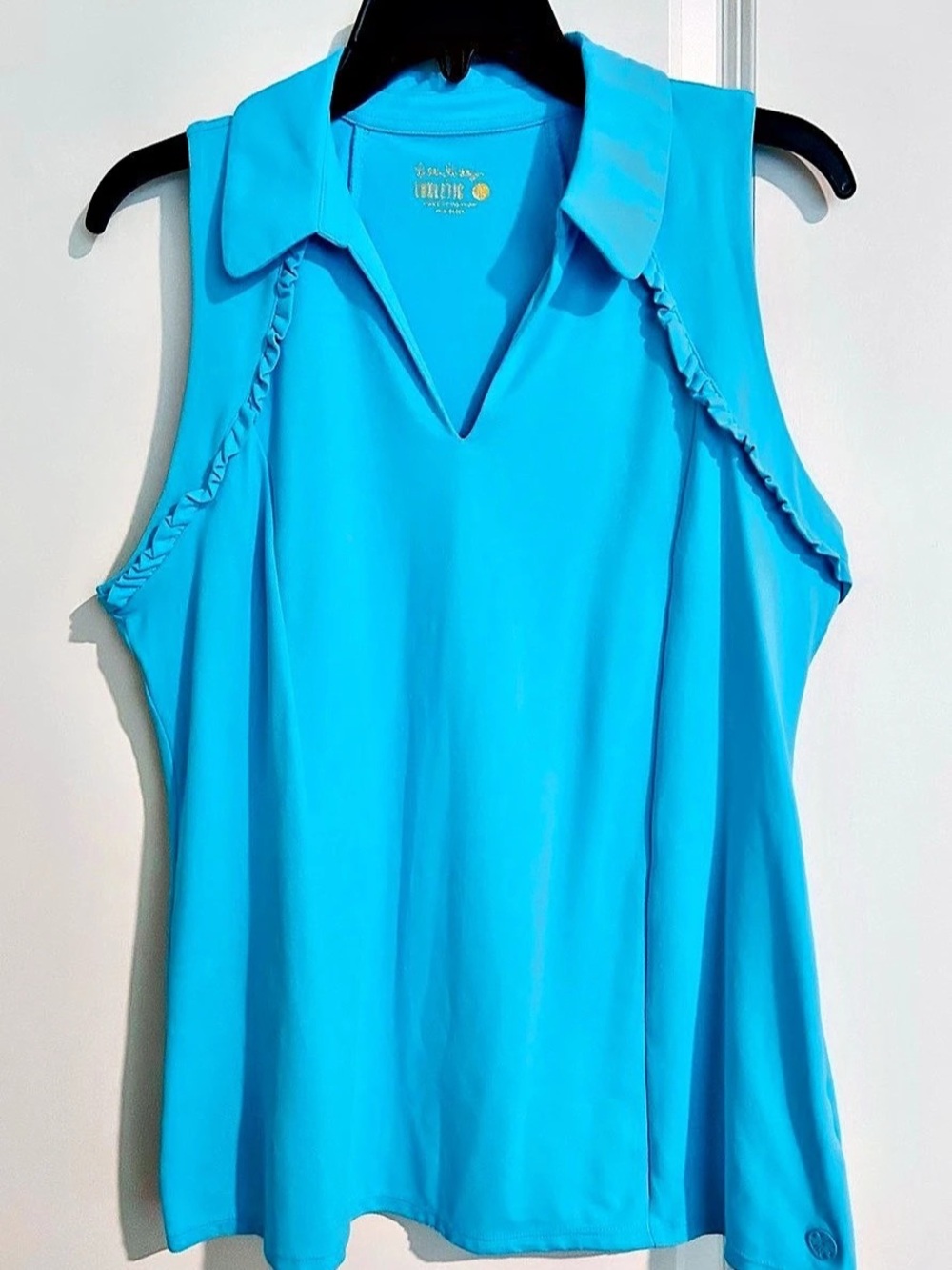 Lilly Pulitzer Sleeveless Ruffle Blouse in Blue Like New